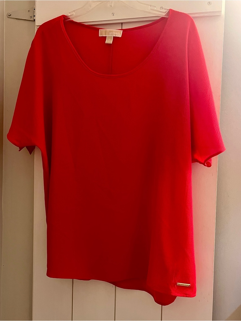 Michael Kors Bright Red Short Sleeve Scoop Neck Tee